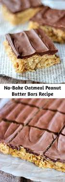 No Bake Oatmeal Peanut Butter Bars Recipe Recipe In 2020 Dessert Recipes Peanut Butter Bars Recipe Snack Recipes