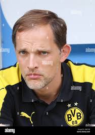 Borussia Dortmund coach Thomas Tuchel pictured at a press conference at the  White Hart Lane stadium in London, UK, 16 March 2016. Borussia Dortmund  face Tottenham Hotspur