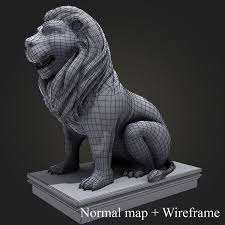 3d Max Lion Sitting Statue Statue Lion Animal Statues