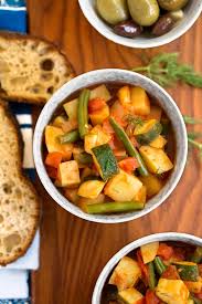 Greek Potato Stew With Zucchini And Green Beans Vegkitchen Com Greek Potatoes Stewed Potatoes Zucchini Recipes Healthy