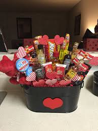 Birthday Baskets For Men Gift Basket Valentines Day Gift Basket Man Bouquet Man S Gift Basket Diy This Basket Is A Ho Valentine S Day Gift Baskets Homemade Gifts Diy Gift Baskets