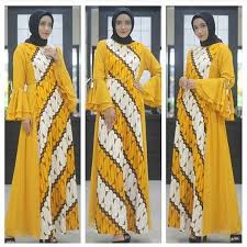 Status wa, snap wa, status kekinian. Model Baju Gamis Lurik Kombinasi Desain Baju Modern