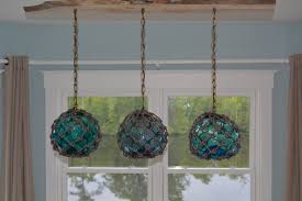 Vintage Glass Fishing Float Light Fixture With 3 Floats Lights Glass Fishing Floats Japanese Glass Fishing Floats Glass Floats