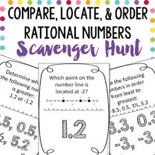Scavenger Hunt Compare Locate Order Rational Numbers Order Rational Numbers Rational Numbers Free Math Lessons