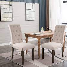 Dining chairs fabric upholstered padded parsons dining room chairs, kitchen living room chairs with nailhead trim set of 2 (grey) 4.0 out of 5 stars 35 $115.99 $ 115. Tufted Fabric Parsons Dining Chairs Set Of 2 39 8 X22 4 X17 5 Upholstered High Back Padded Dining Chairs W Solid Wood Legs Classic Linen Parsons Chair For Home Kitchen Living Room Beige S4838 Walmart Com Walmart Com