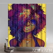 Black Art Shower Curtains Custom Funny Natural Hair Liberty Art Black Beauty Waterproof Bathroom Shower Curtains Natural Hair Styles Hair Pictures African Shower Curtain