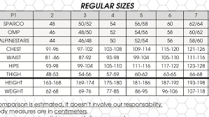 p1 sizing chart for stock suits performance racegear