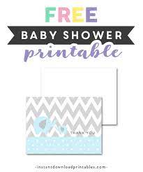 Personalize and print baby cards from home in minutes! Free Printable Baby Shower Light Blue Gray Chevron Elephant Baby Boy Thank You Card Instant Download Instant Download Printables