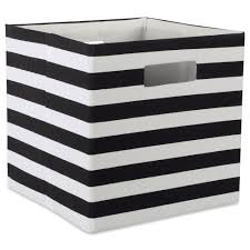 11 Black And White Stripe Patterned Square Storage Bin In 2020 Cube Storage Cube Storage Bins Decorative Storage