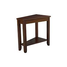 Made of metal and engineered wood. Wedge Chairside Table Cherry