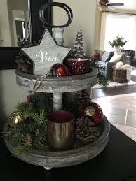 Two Tier Farmhouse Stand Decor Tray Decor Christmas Indoor Christmas Decorations Christmas Centerpieces