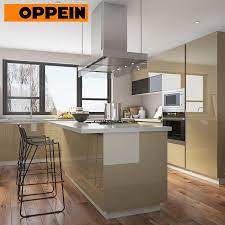 Check spelling or type a new query. China Oppein Modern Open Plan High Gloss Beige Kitchen Cabinets With Island China Open Kitchen Kitchen With Island