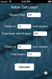 ** the #1 highest rated concrete calculator on the app store. Rebar Calculator Linear Rebar Needed Based Off Square Footage Of Concrete App For Ios