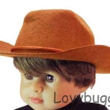 Pack of 12 Red or Brown Felt Miniature 2" Doll Cowboy Western Hats