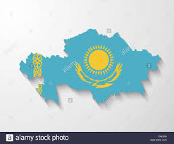 The kazakhstan flag is one of the youngest flags in the world. Kasachstan Land Karte Mit Flagge Und Schatteneffekt Prasentation Stock Vektorgrafik Alamy