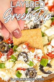 Layered Greek Dip With Hummus Cream Cheese Plain Chicken