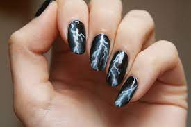 Lightning Nail Art Tutorial Glow In The Dark Lightning Nails Dark Nail Art Nail Art Tutorial