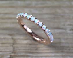 Opal Eternity Band Rose Gold Opal Ring Eternity Wedding Etsy Opal Wedding Rings Opal Ring Gold Rose Gold Opal Ring