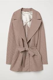 Short Trenchcoat Lt Beige Houndstooth Patterned Ladies H M Us Trench Coat H M Raincoat
