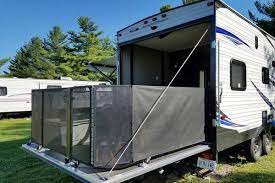 The only thing is you will have to know the specs of the hardware to make sure they are tough enough to handle the extra weight. Rv Toy Hauler Patio Fence Turn Your Ramp Into A Deck