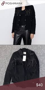 Zara Jacket In 2020 Fringe Jacket Black Jackets Zara Jackets