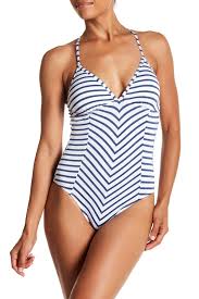 Splendid Chambray All Day Striped Halter One Piece Swimsuit Nordstrom Rack