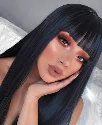Silk Straight Full Fringe Glueless Heat Resistant Synthetic Lace Front Wigs With Bangs For Black Women Bleached Knots Black Hair Lace Wig Us 60 11 Gracefant Hair Makeup Wholesale Human Hair