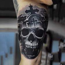Combined with the rose, this tattoo is a representation of life after death—conquering an enemy and starting a new life. 50 Tombstone Tattoos For Men Memorial Stone Designs