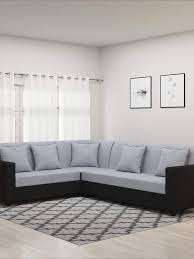 Cosmo Plus Fabric L Shape Acacia Wood Sofa For Home In 2020 Wood Sofa Living Room Sofa Set Bedroom Cupboard Designs
