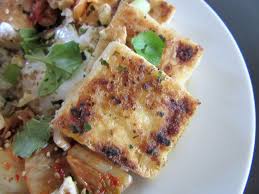 Spicy Pan Fried Tofu Rice Bowl Delicious Not Gorgeous Recipe Fried Tofu Crispy Tofu Pan Fried Tofu