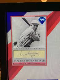 Baseball legends autographed official al harridge baseball with 13 total signatures including jackie robinson & rogers hornsby beckett bas #a34792. How Why Is Rogers Hornsby Holding His Bat Like This On His Signature Card I Mean He S Standing In The Left Batters Box Holding His Right Hand Over His Left But Swinging Lefty