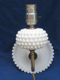 Pair Vintage Hobnail Milk Glass Sconces Wall Mount Reading Lamps