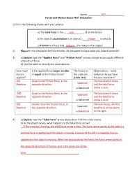 Forces and motion pre lab (lesson 1). Phet Forces Friction And Motion Answer Key Forces In 1 Dimension