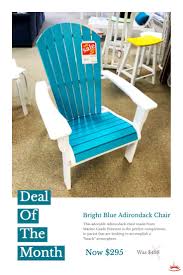 Deal Of The Month Bright Blue Adirondack Chair This Adorable Adirondack Chair Is A Staple Piece Blue Adirondack Chair Adirondack Chair Patio Furniture Deals