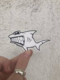Black And White Shark Stickers Small Angry Shark Sticker Black White Art Drawing Graffiti Lettering Shark