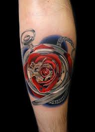 Fusion Pocketwatch Rose Tattoo By Andres Acosta Best Tattoo Ideas Gallery