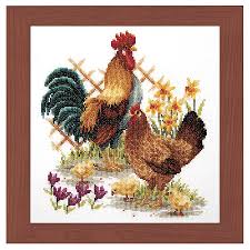 Free pretty bird cross stitch pattern with cut out card + envelope. Chicken Family Counted Cross Stitch Kit Cross Stitch Needlepoint Embroidery Kits Tools And Supplies Kanavice Ornekleri Kanavice Nakis Tasarimlari