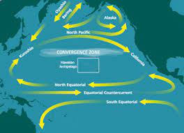 A mass of floating debris, mostly plastic, in the northwest pacific ocean that spins around central point. Great Pacific Garbage Patch Wikipedia