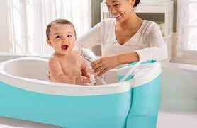 The best way to do this is to first place the baby bathtub on the floor of the bathtub and secure the bathtub with suction cups. Summer Infant Lil Luxuries Whirlpool Bubbling Spa Shower