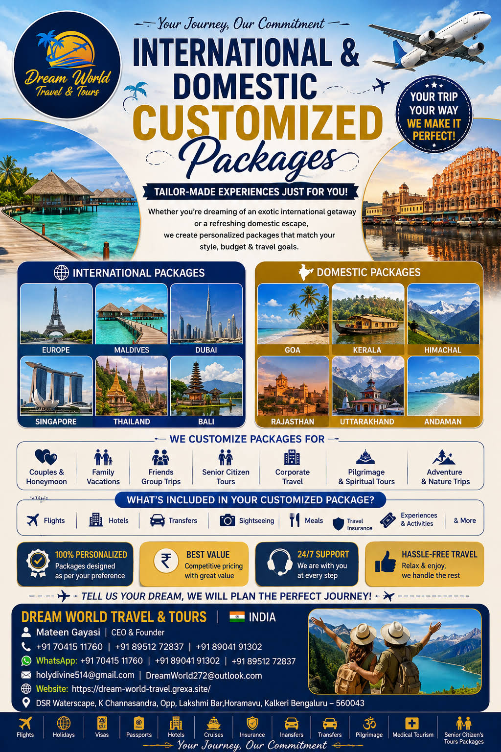 INTERNATIONAL AND DOMESTIC TAILORED MADE PACKAGES product image
