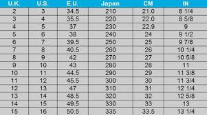 17 Complete American Mens Shoe Size Chart