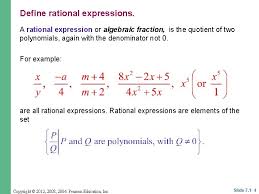 Find the restrictions to the domain for the following rational functions. Chapter 7 Section 1 7 1 Rational Expressions