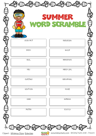 When all sheets are passed out have everyone turn their paper over and try to unscramble the words. Day 7 Summer Word Scramble Kiddychartssummer