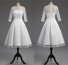 Details About New 1950s Short White Wedding Dresses Retro Polka Dotted Tea Length Bridal Gowns