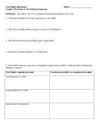 Civil Rights Movement Worksheet For 8th 12th Grade
