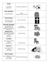 Free Printable Charts For Holy Week Includes Scripture References Symbols Colors And Titles Holy Week For Kids Easter Sunday School Easter Lessons
