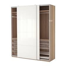 Pax Wardrobe White Stained Oak Effect Farvik White Glass White Stained Oak Effect 200x66x236 Cm Null Ikea Wardrobe Ikea Ikea Pax Wardrobe