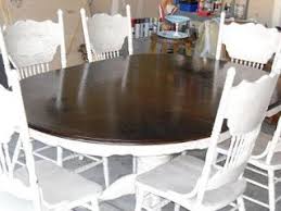 Updated Table With Stain And Paint Dining Table Redo Dining Room Table Makeover Oak Table And Chairs