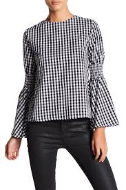 English Factory Gingham Bell Sleeve Smocked Top Nordstrom Rack