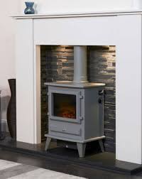 R.w.flame electric fireplace infrared stove heater, 23 freestanding fireplace heater, 3d realistic flame effects, adjustable brightness and heating mode, overheating safe design, 1000w/1500w, black. Grey Alaska Electric Stove Fires And Surrounds